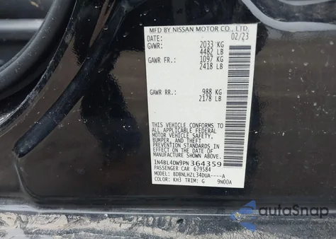 2023 Nissan Altima Sv Intelligent Awd z USA, uszkodzony, nr VIN 1N4BL4DW9PN364359